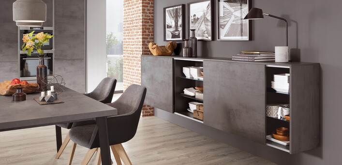 Küche und Wohnen – alles aus einem Guss. Küche und Wohnen – alles aus einem Guss.